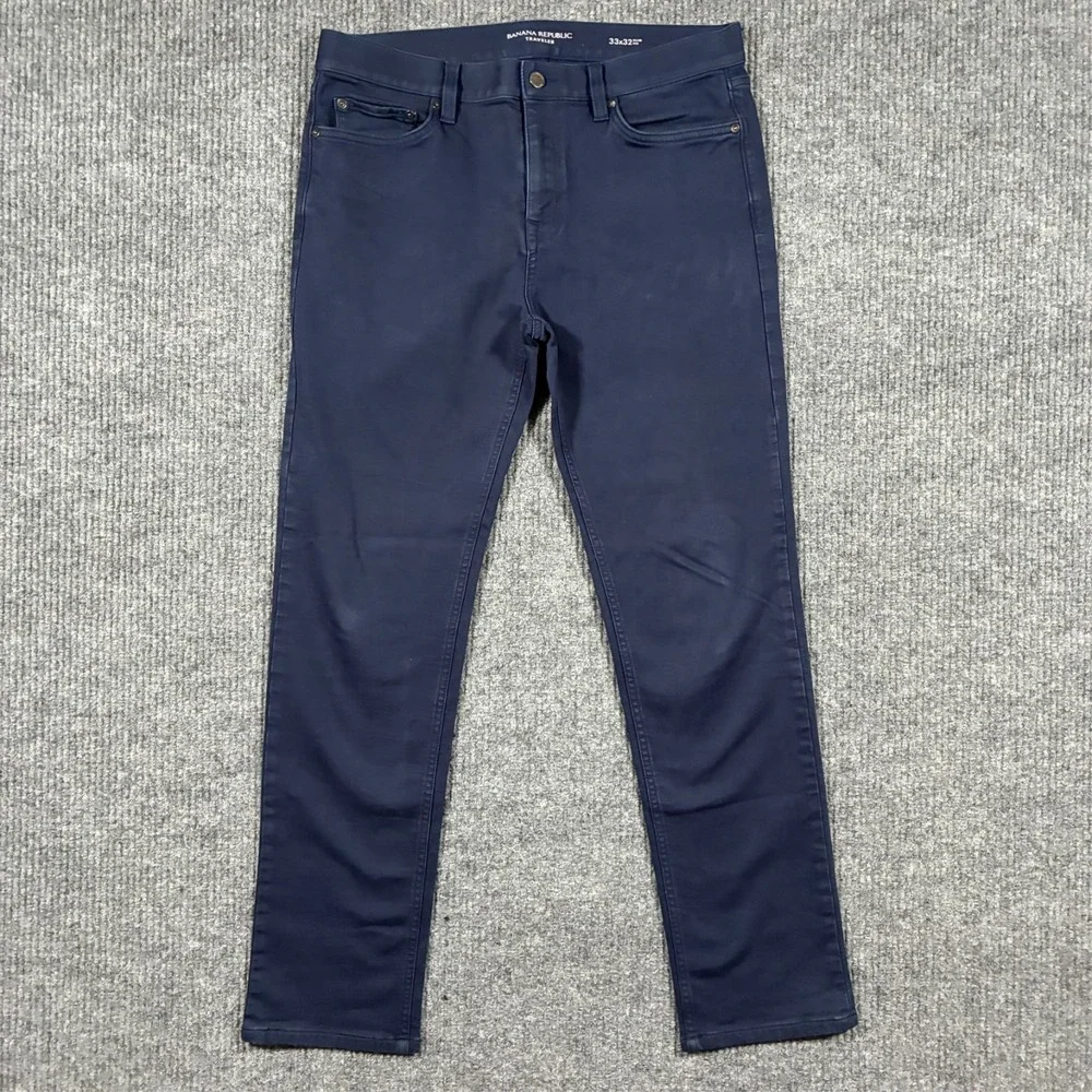 Banana Republic Traveler Slim Fit Pants Mens‎ 33x32 Navy Stretch Casual Low Rise